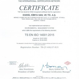 Egesil Kimya TS EN ISO 14001:2015 Sertifikası Ek:1